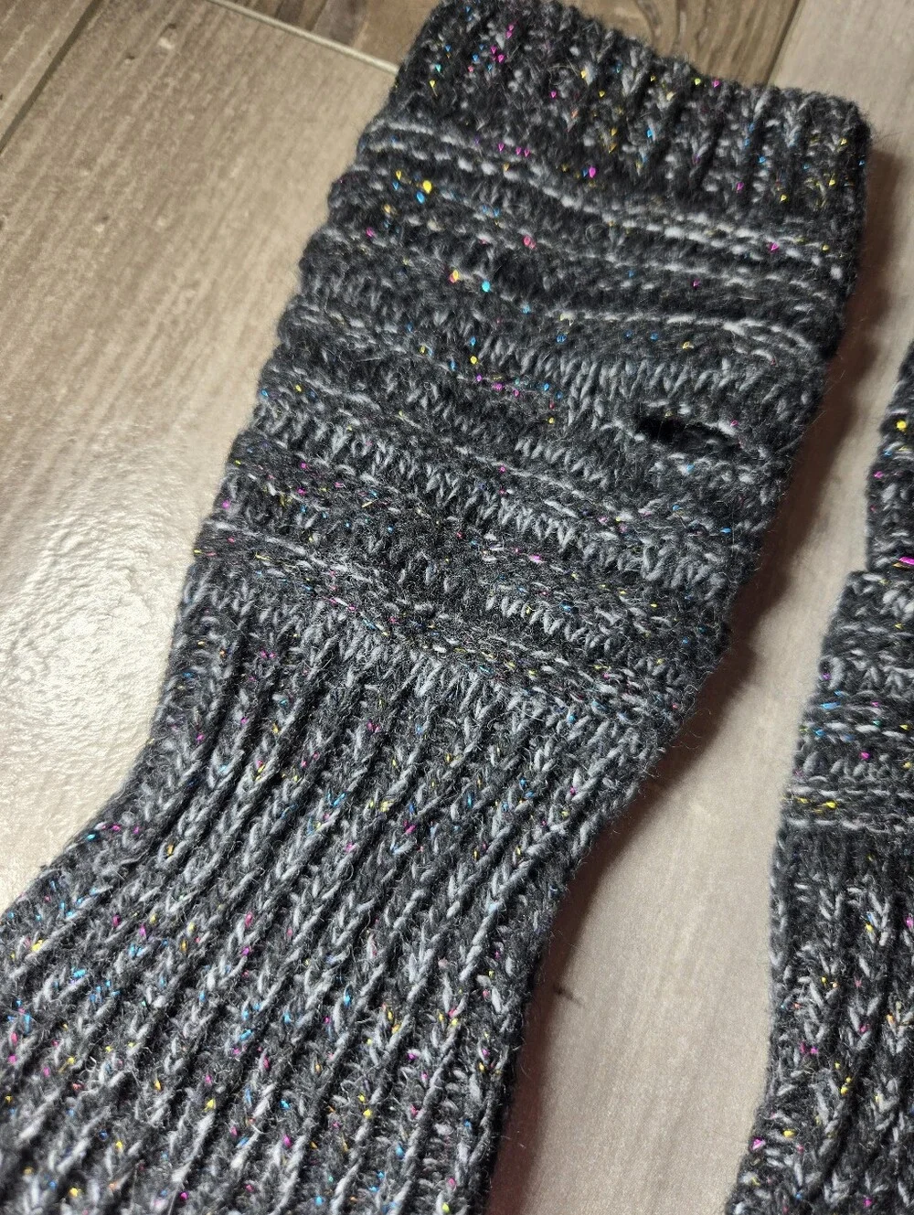 Knit Arm Warmers Dark Speckled Gray Charcoal Women’s One Size